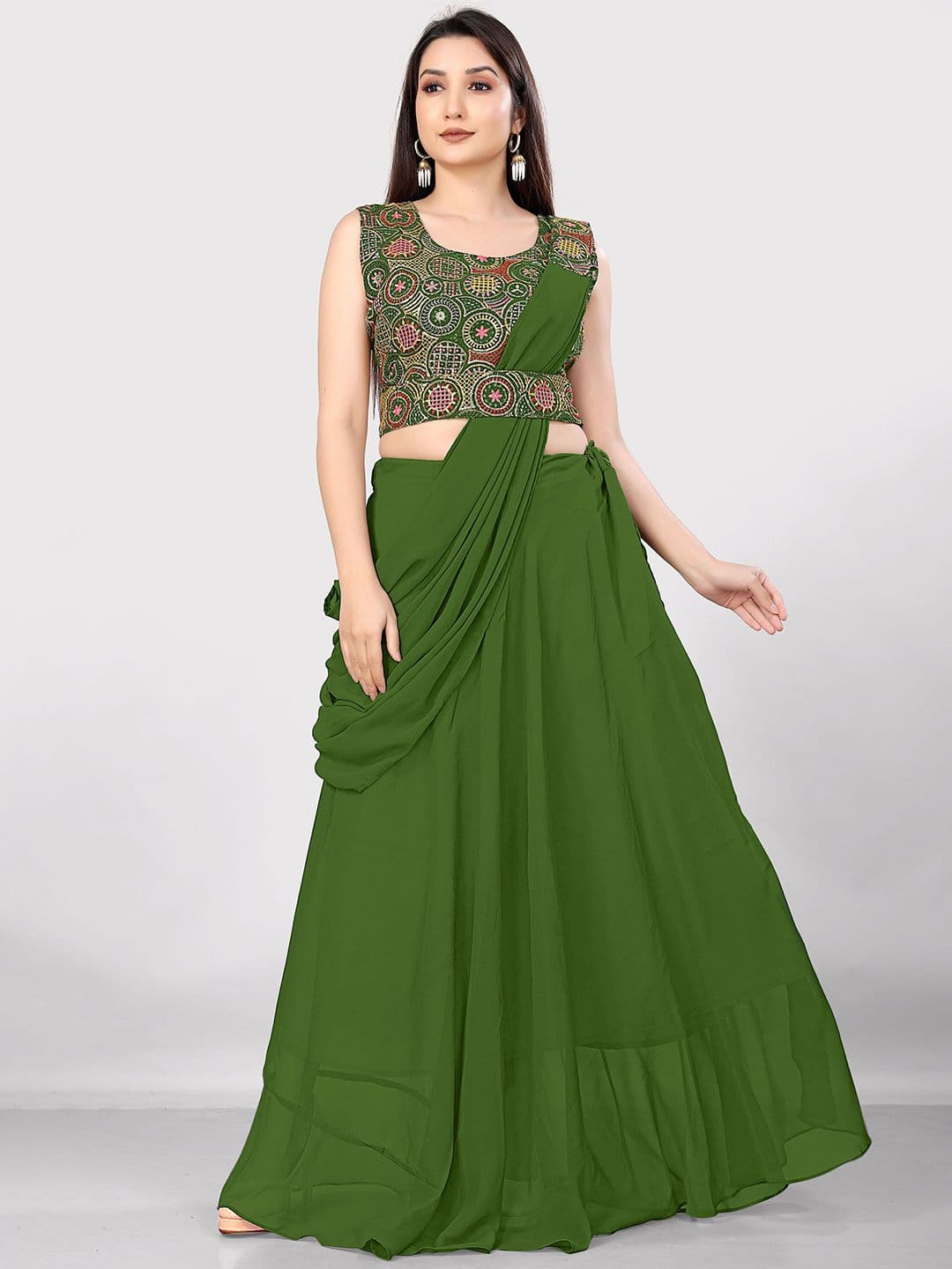 Pantos Embroidered Lehenga Saree - view 1