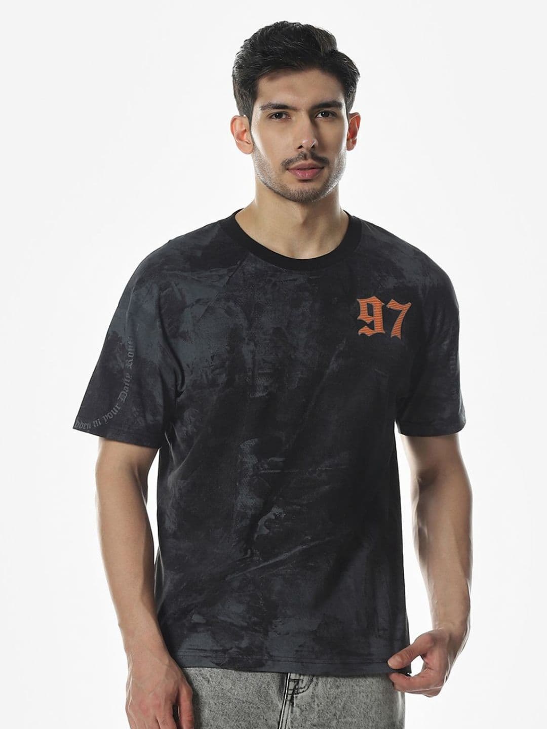 Klub Fox Men Typography Printed Round Neck Cotton Oversized Cotton T-shirt - view 1