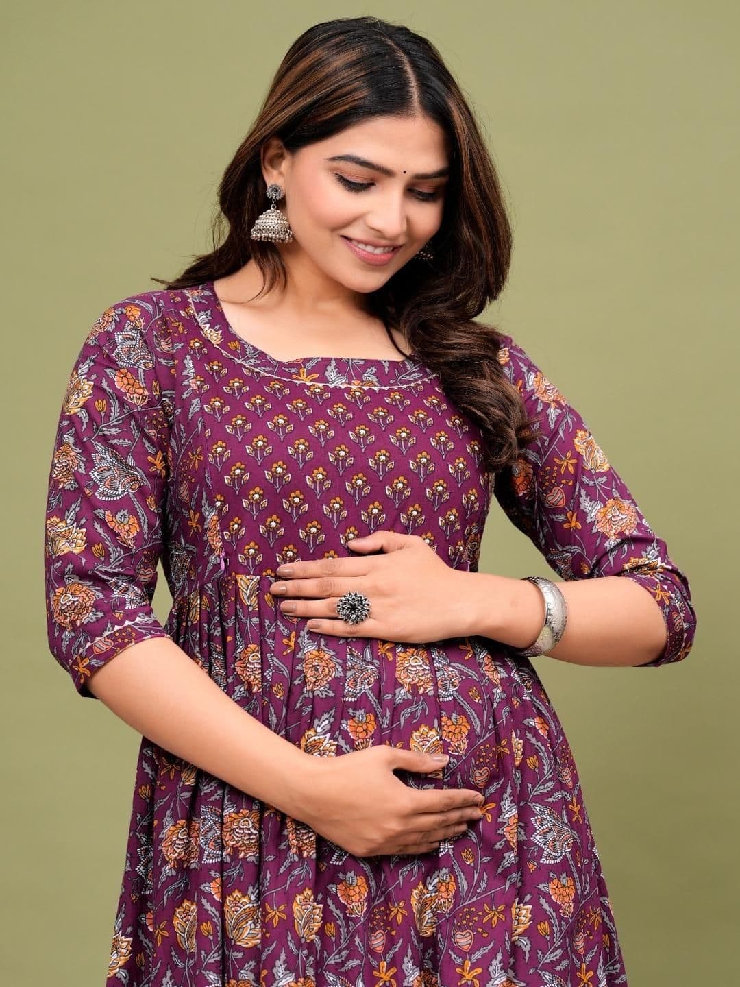 Style Heaven Floral Printed Pure Cotton Maternity Anarkali Kurti - view 1