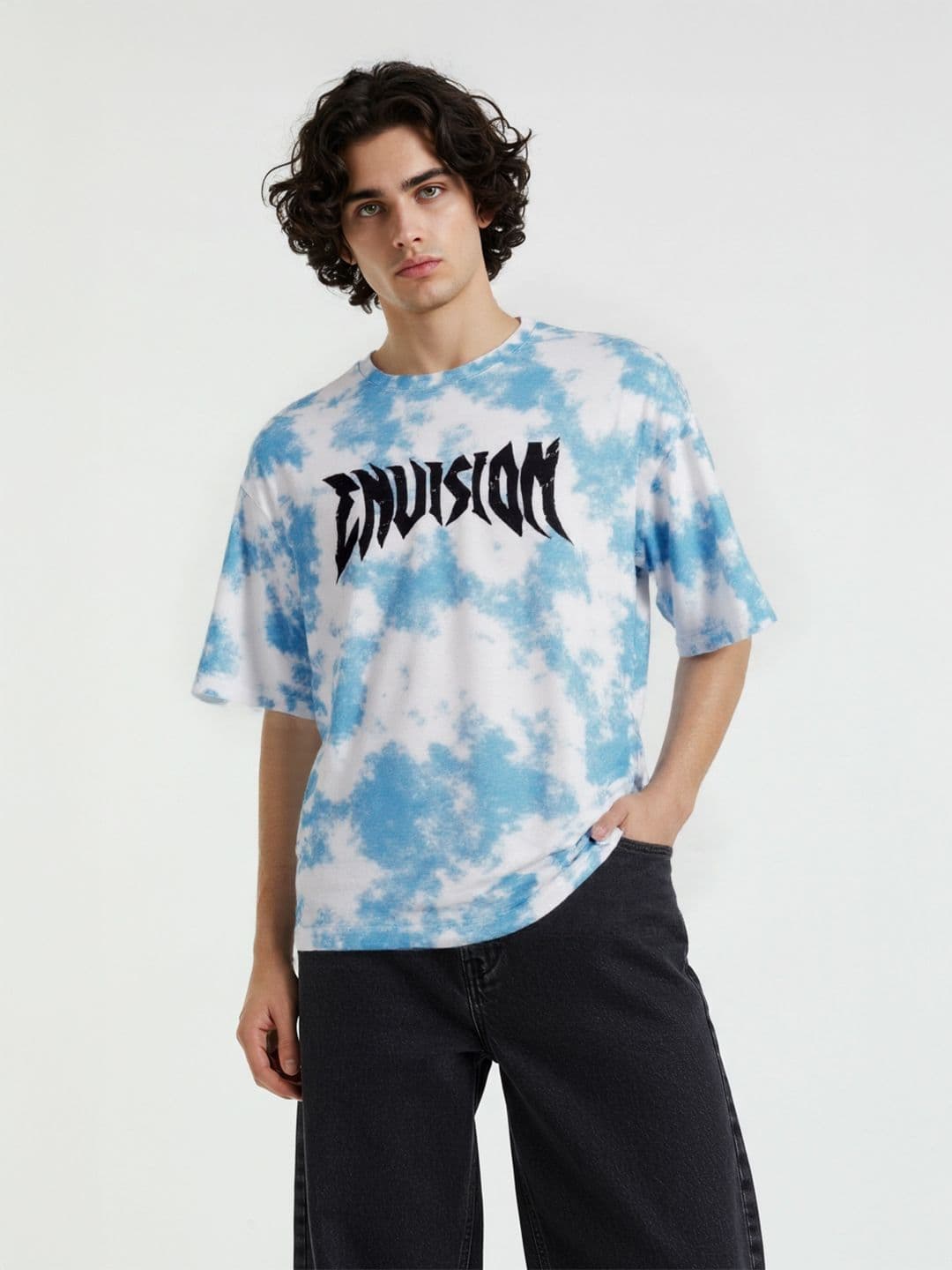 glitchez Tie and Dye Drop-Shoulder Sleeves Relaxed Fit T-shirt - view 1