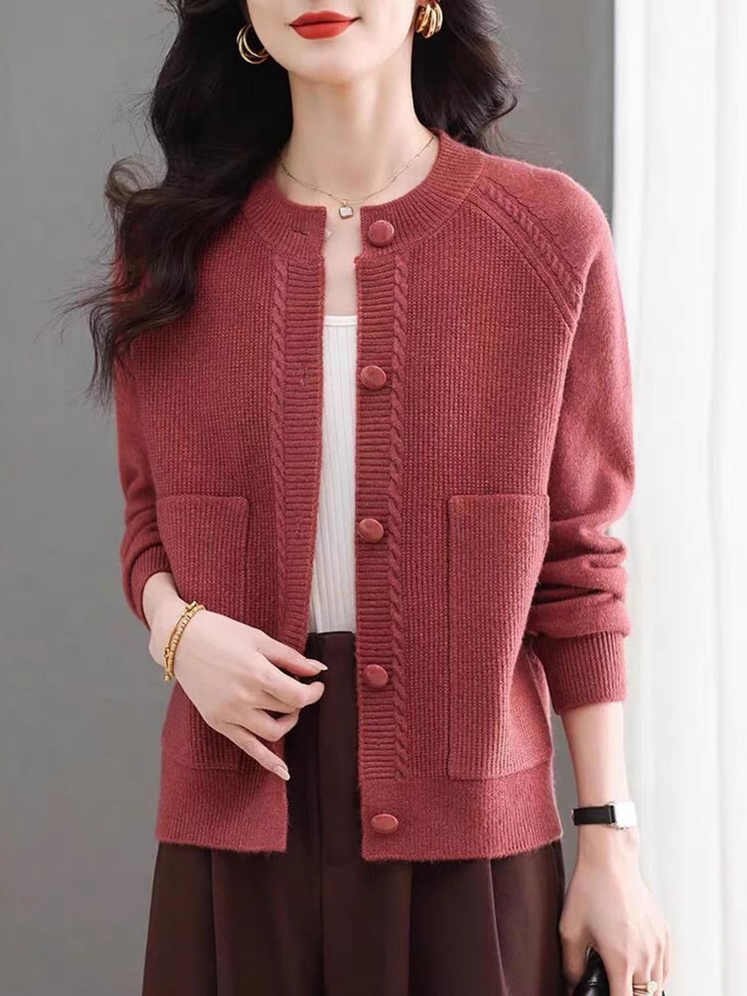 DressBerry Women Cotton Long Sleeves Front-Open Sweater - view 1