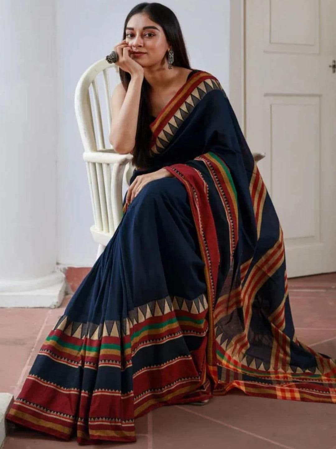 SUSHRITA BOUTIQUE Geometric Printed Pure Cotton Saree - view 1