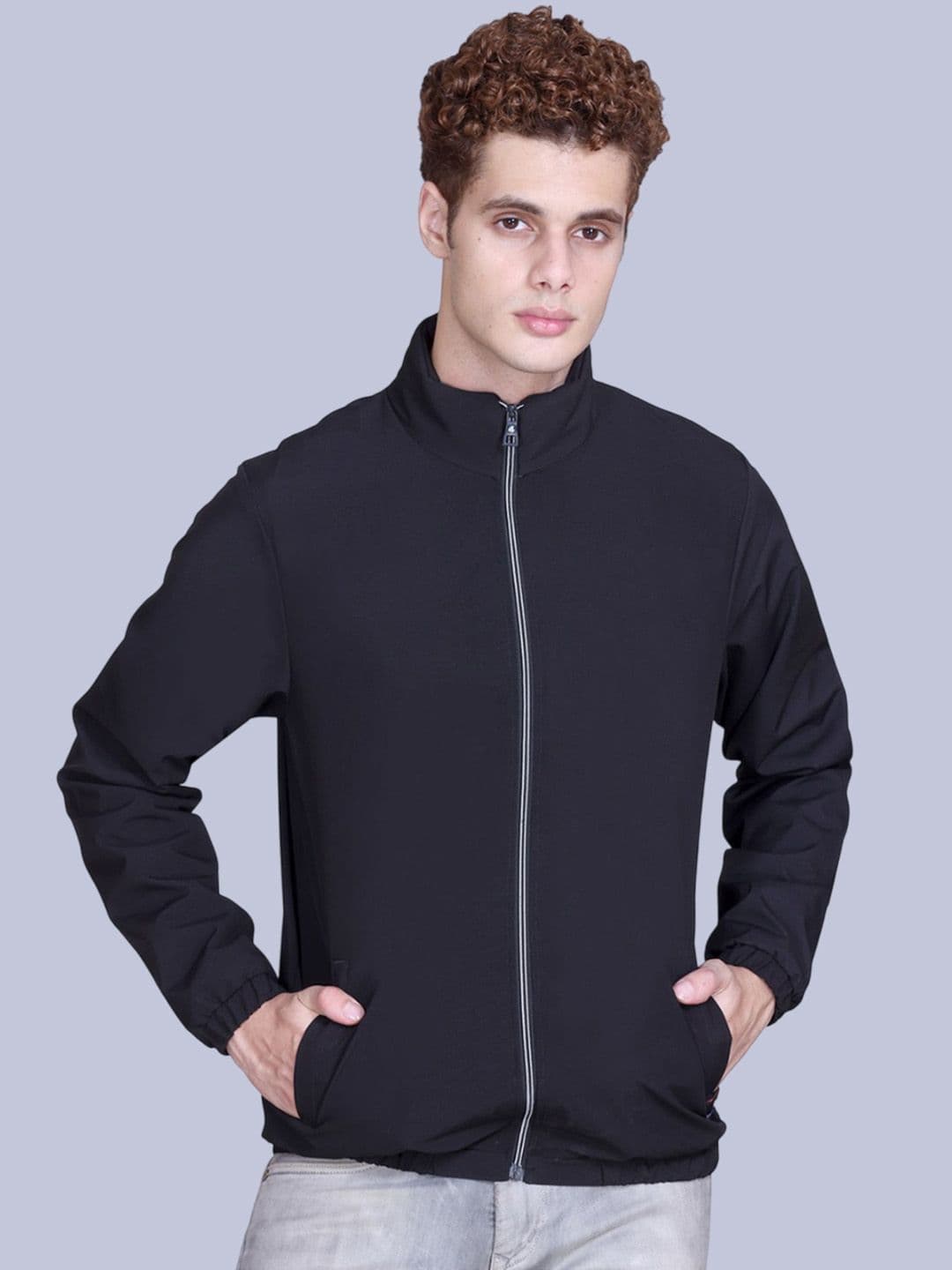 SANHOK Stand Collar Windcheater Bomber Jacket - view 1