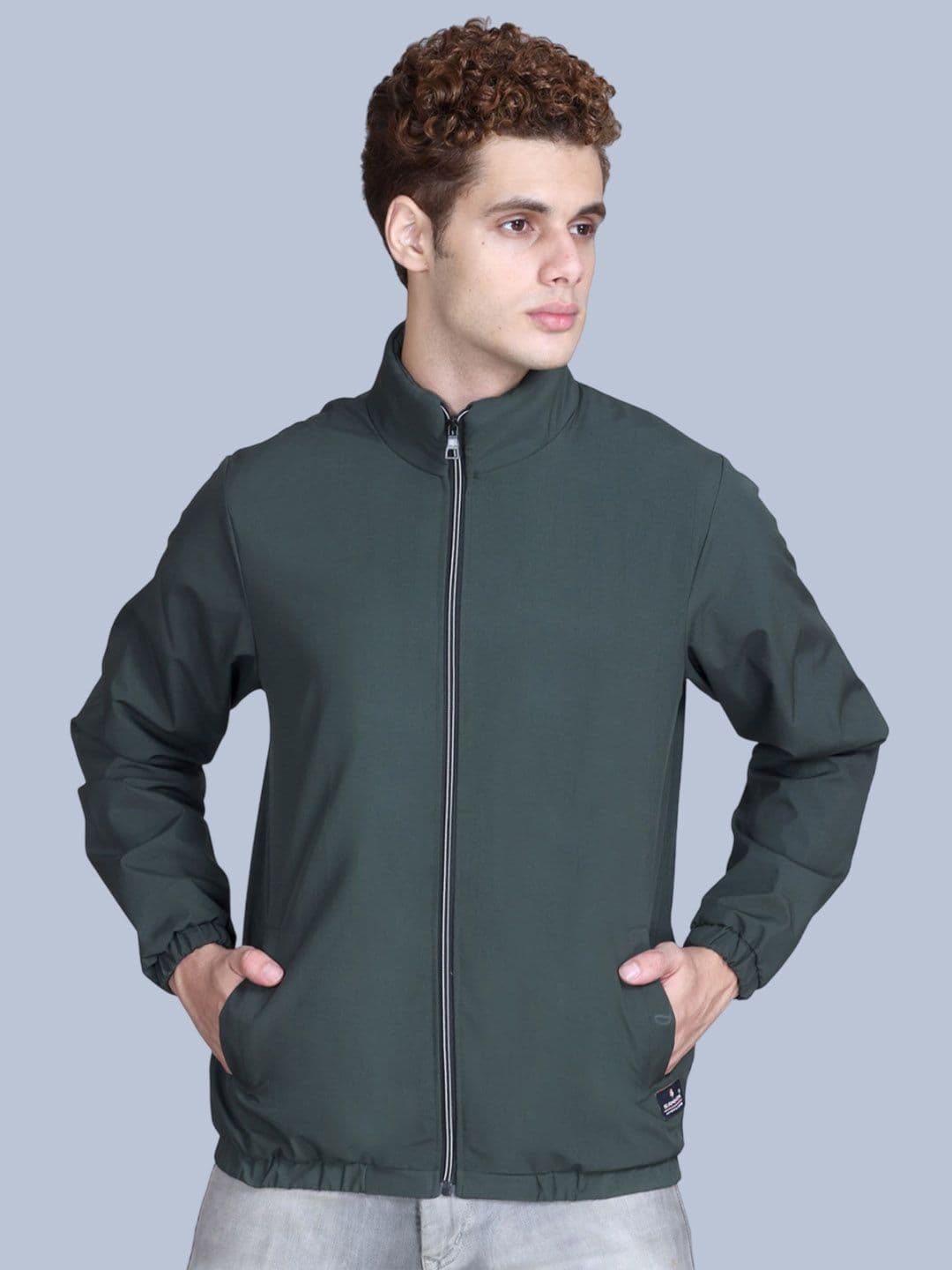 SANHOK Stand Collar Windcheater Bomber Jacket - view 1