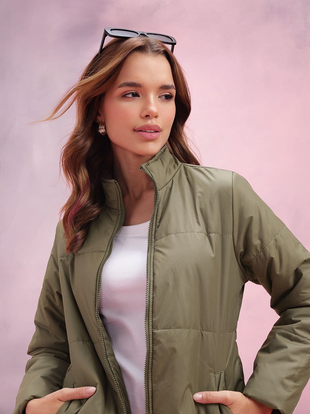 DressBerry Mock Collar Padded Jacket - view 1