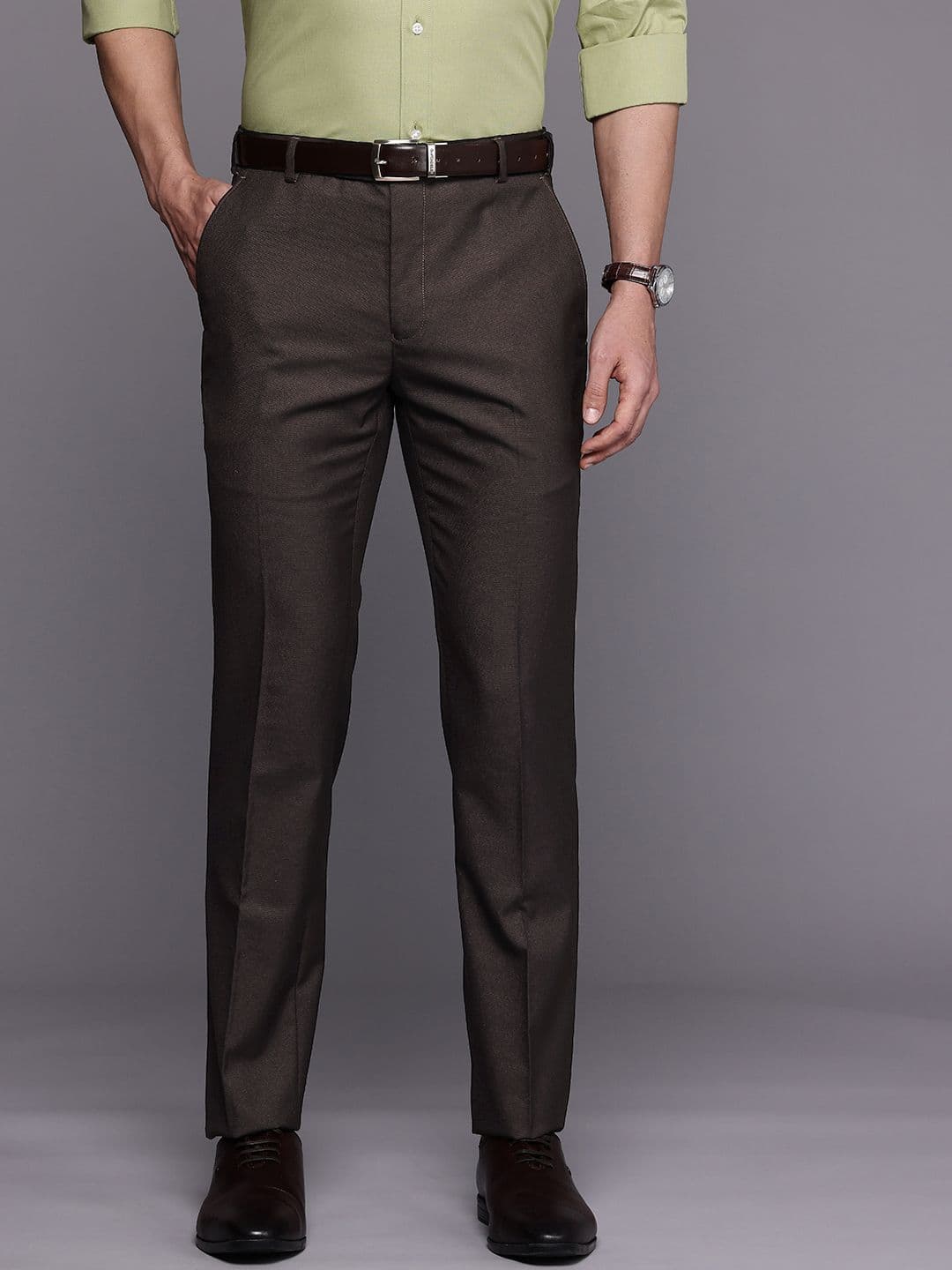Raymond Men Textured Slim Fit Formal Trousers - view 1