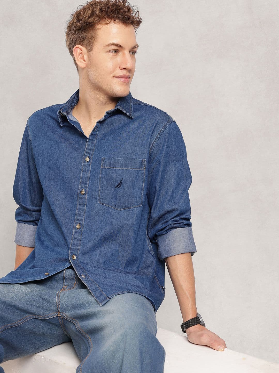 Nautica Men Premium Slim Fit Denim Shirt - view 1
