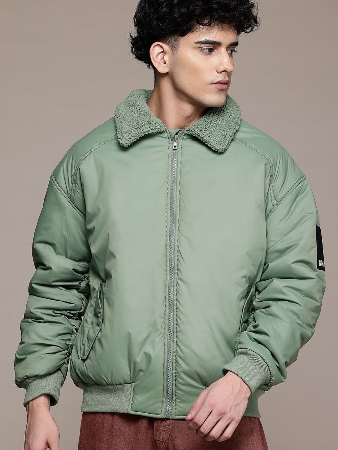Roadster The Lifestyle Co. Fleece Detail Spread Collar Bomber Jacket - view 1