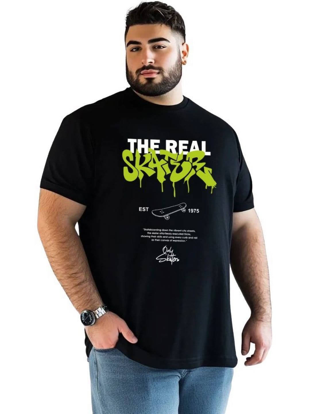 Toodle Plus Size Men Cotton Printed Regular Fit T-shirt - view 1