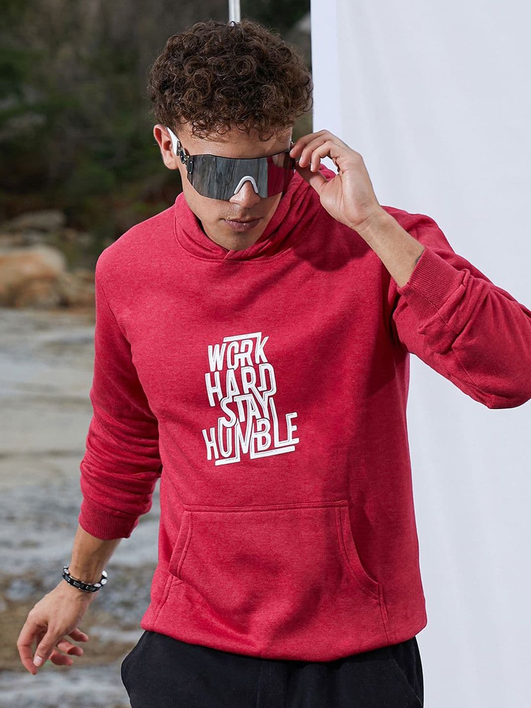 CAHOOT Men Typography Printed Hooded Pullover Sweatshirt - view 1