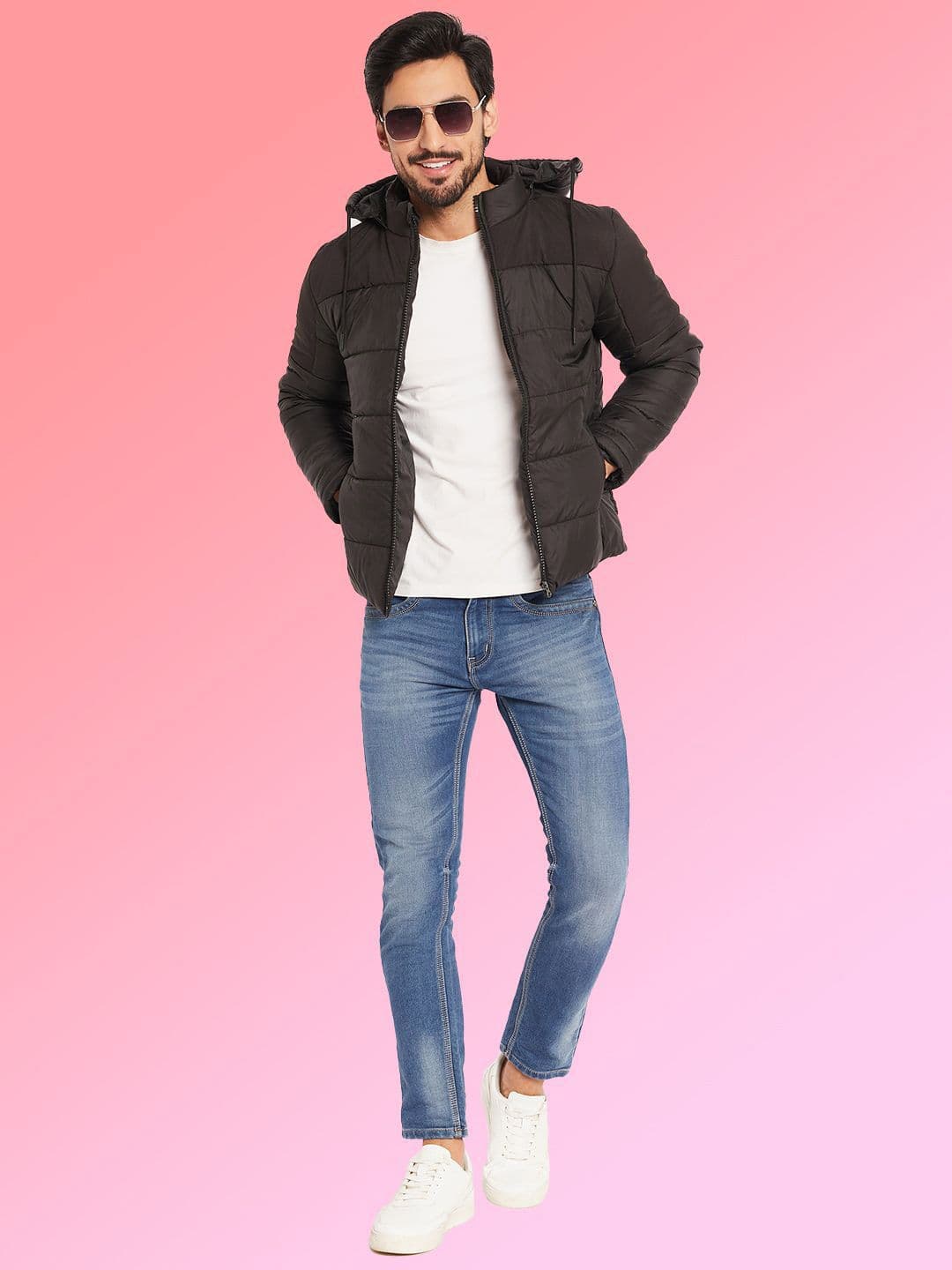 VERO AMORE Men Hooded Solid Lightweight Puffer Jacket - view 1