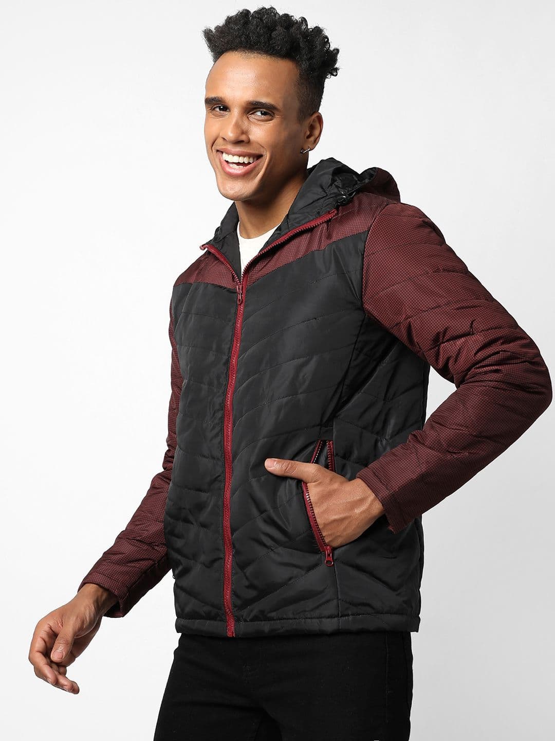 CAHOOT Men Hooded Colourblocked Lightweight Padded Jacket - view 1