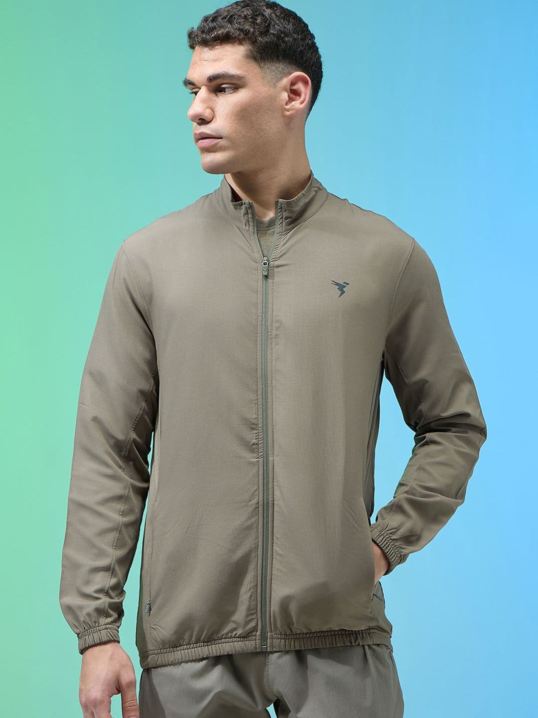Technosport Men Mock Collar Solid Lightweight Sporty Jacket - view 1