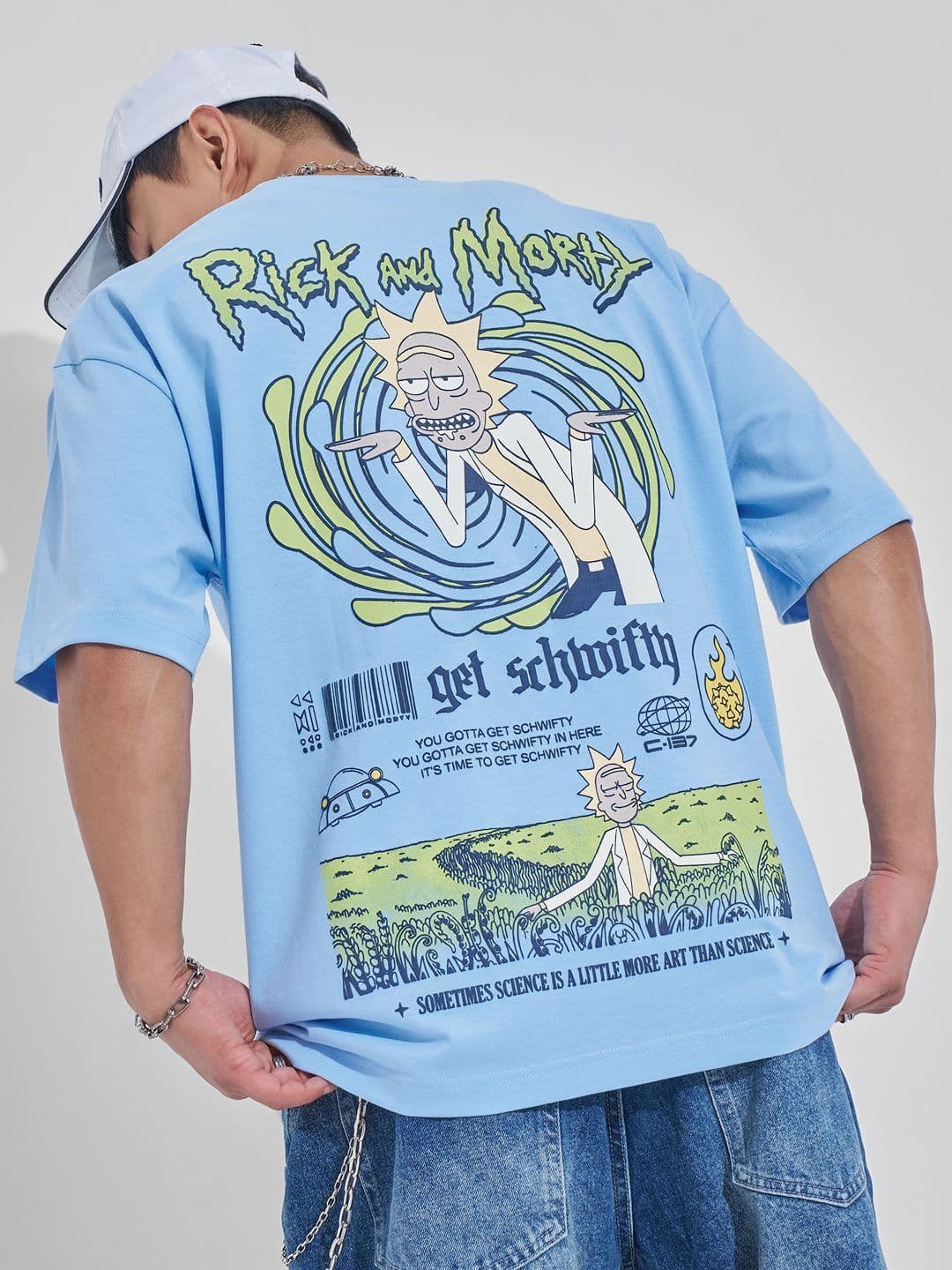HIGHLANDER Men Rick & Morty Graphic Printed Round Neck Oversized T-shirt - view 1