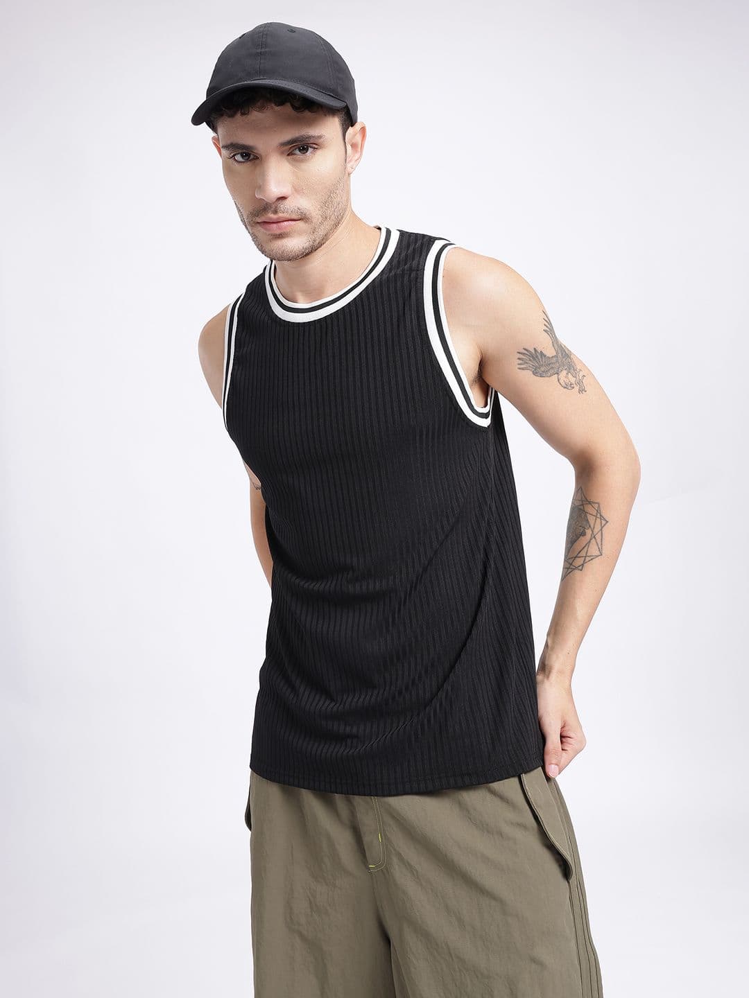 StyleCast x Revolte Ribbed Contrast Trim Tank T-shirt - view 1