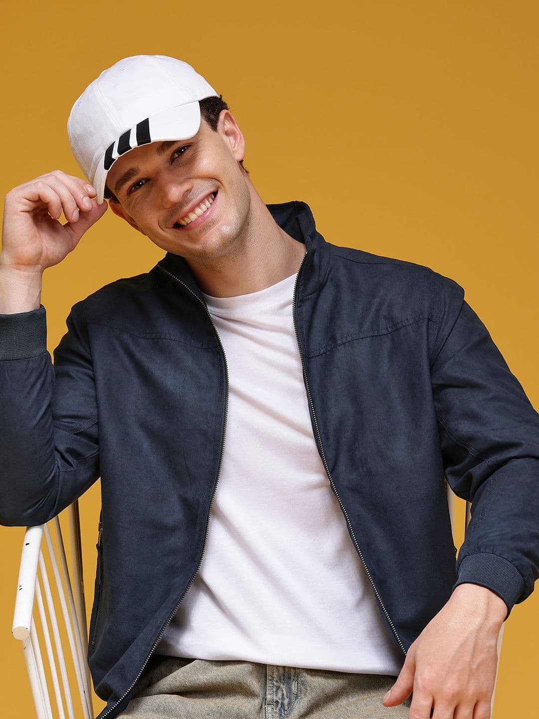 HERE&NOW Faux Suede Finish Mock Collar Bomber Jacket - view 1
