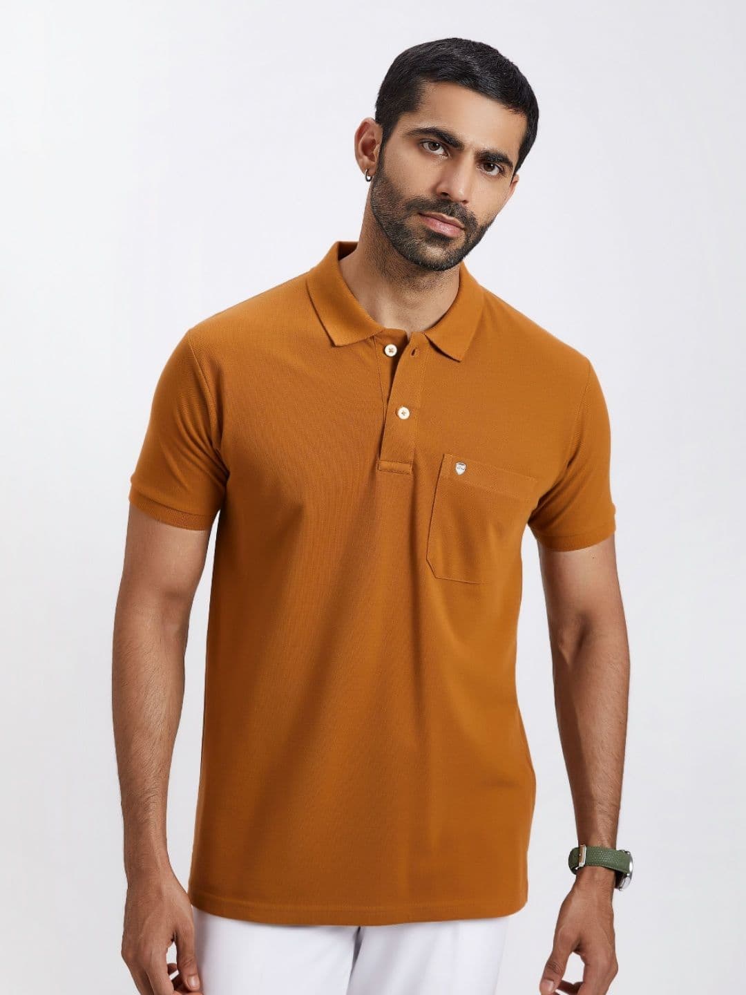 PRORIDERS Men Solid Brown Regular Fit Polo T-shirt - view 1
