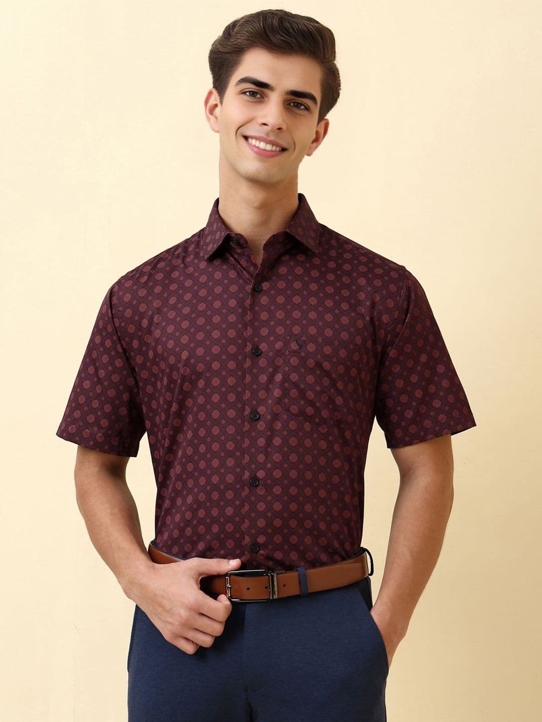 Allen Solly Men Geometric Printed Spread Collar Pure Cotton Formal Shirt - view 1
