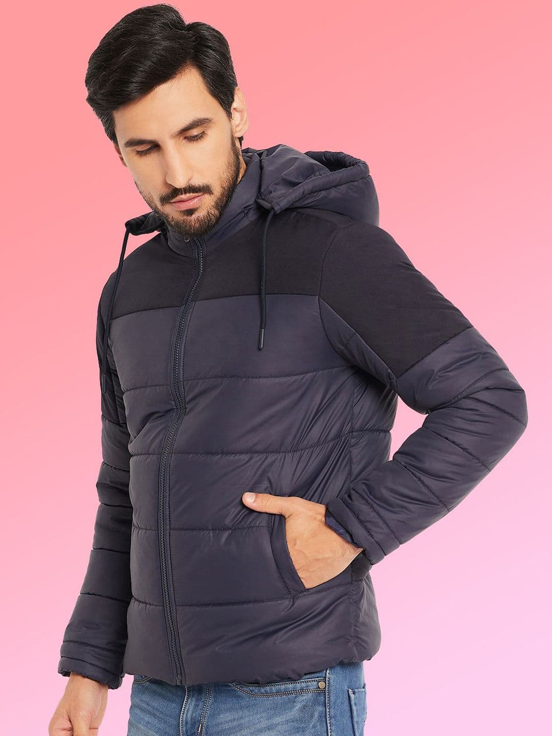 VERO AMORE Men Hooded Colourblocked Lightweight Puffer Jacket - view 1