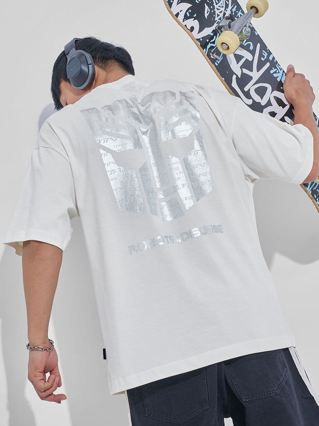 HIGHLANDER Graphic Printed Drop-Shoulder Sleeves Cotton Oversized T-shirt - view 1