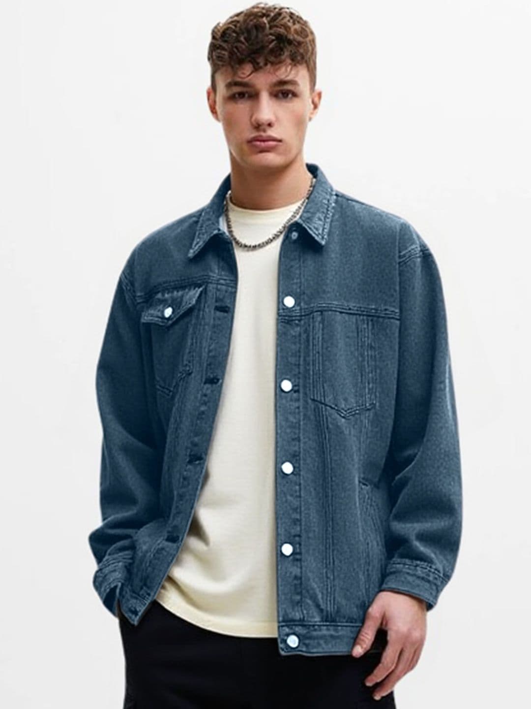 HERE&NOW Men Open Front Denim Jacket - view 1