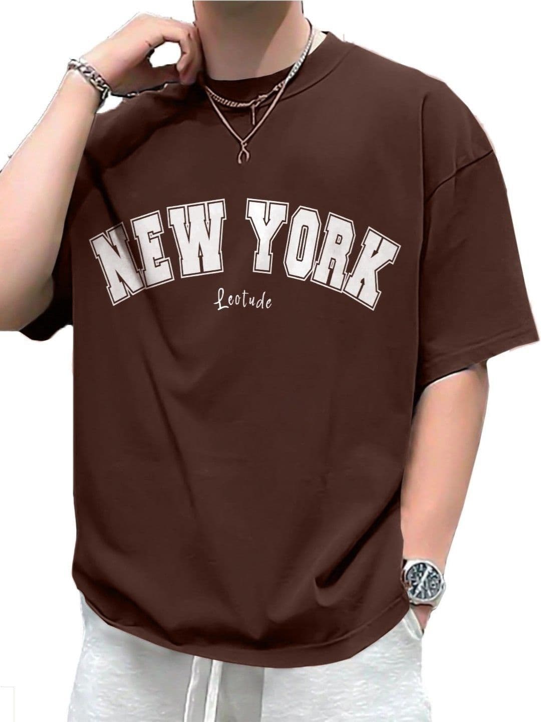 Leotude Typography Printed Round Neck T-shirt - view 1