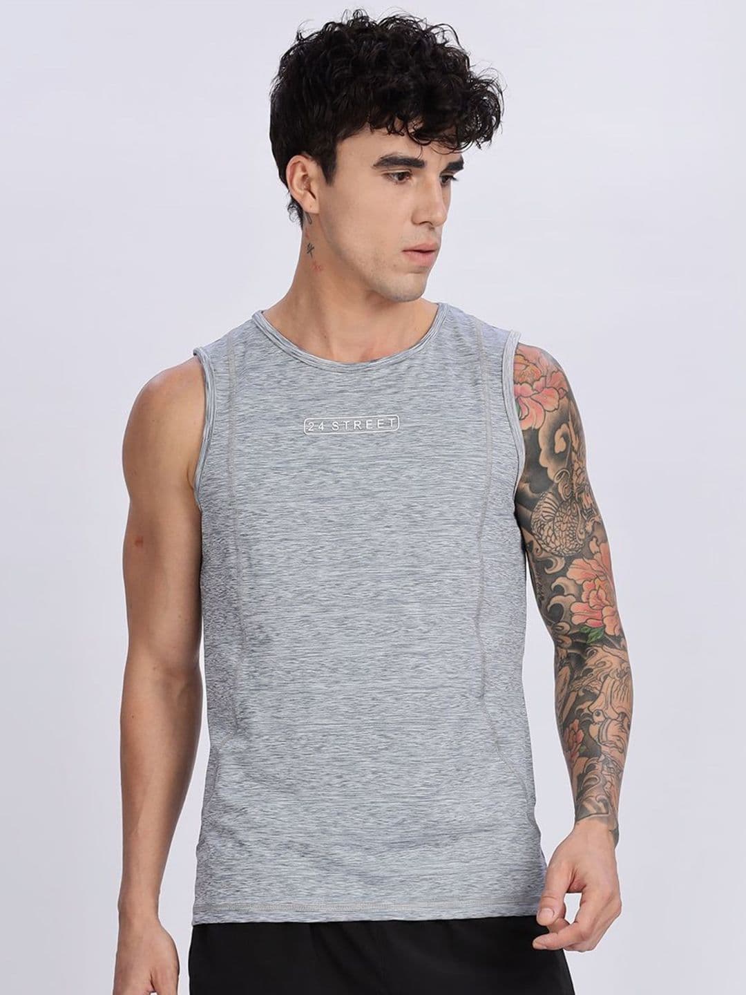 24 Street Abstract Printed Round Neck Sleeveless T-shirt - view 1