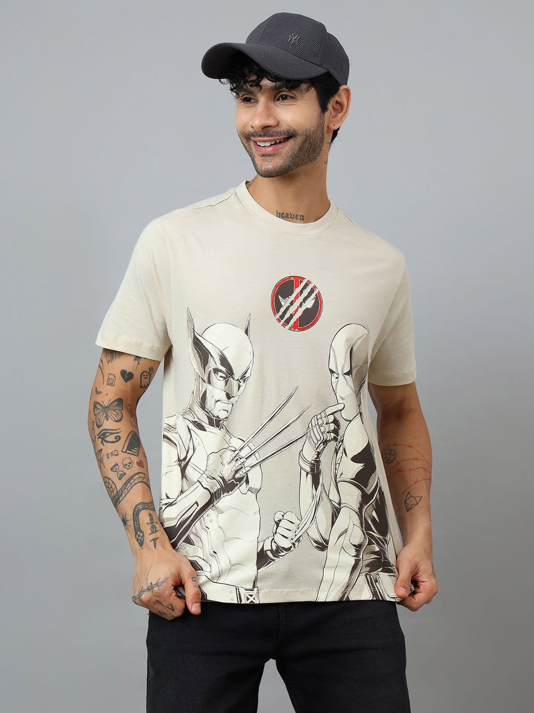 Free Authority Men Deadpool & Wolverine Printed Pure Cotton Relaxed Fit T-shirt - view 1