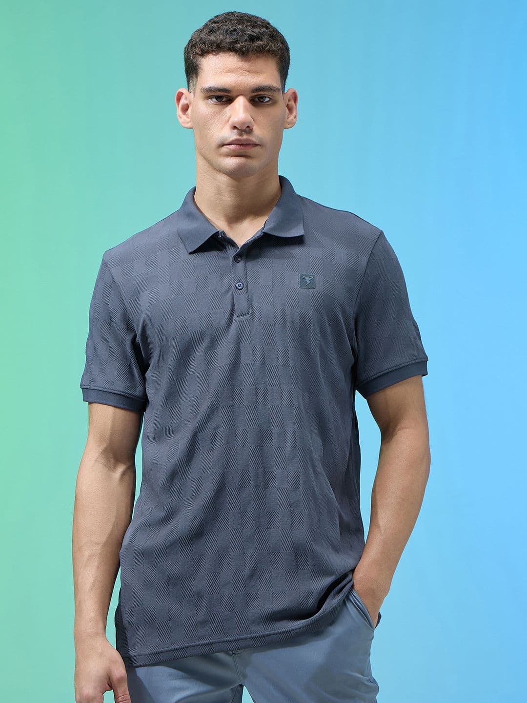 Technosport Self Design Polo Collar Anti Static Slim Fit T-shirt - view 1