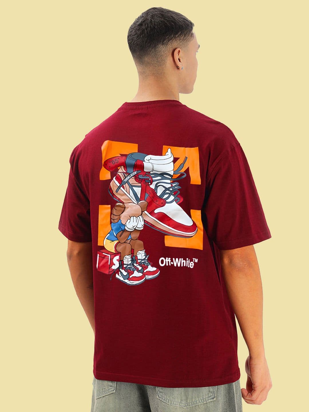 BDSQUARE Graphic Printed Drop-Shoulder Sleeves Oversized Cotton T-shirt - view 1