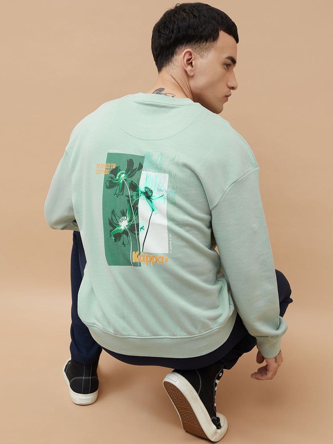 Kappa Graphic Printed Round Neck Cotton Pullover Sweatshirt - view 1