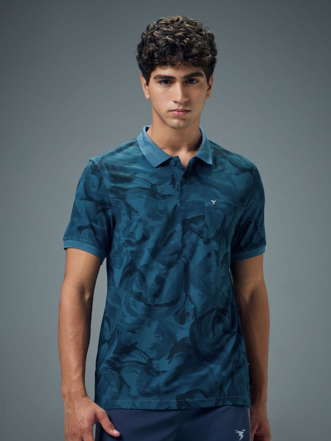 Technosport Abstract Printed Polo Collar Anti Static Slim Fit T-shirt - view 1