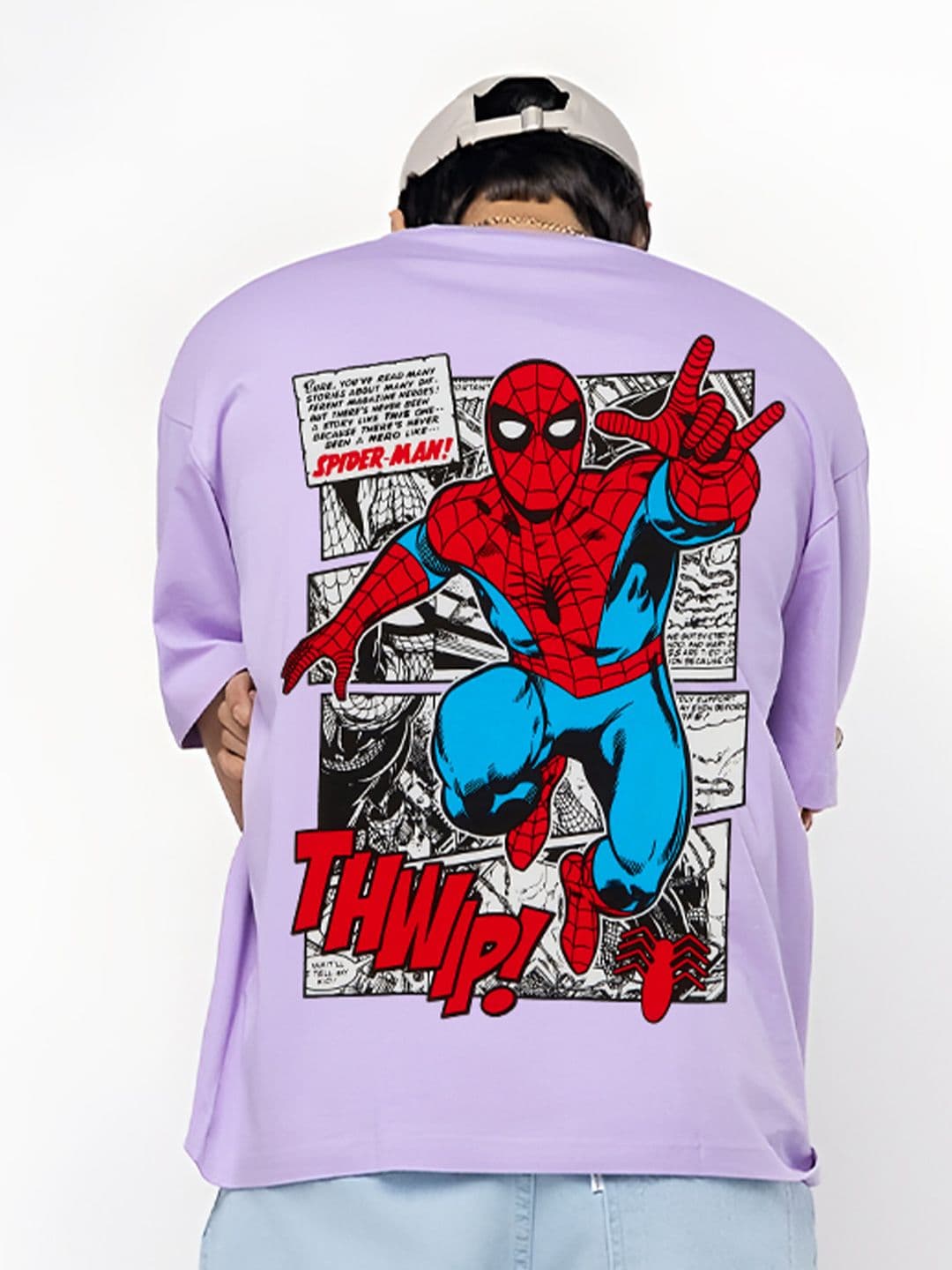 BDSQUARE Men Spider-Man Graphic Printed Round Neck Cotton Oversized T-shirt - view 1