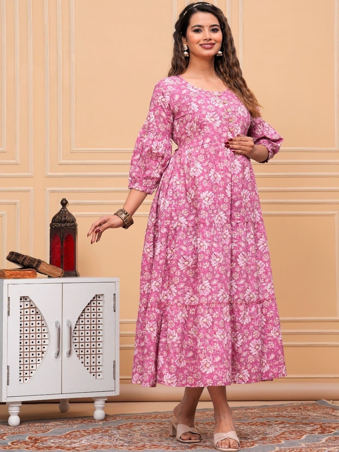 Style Heaven Women Floral Printed Pure Cotton Maternity Angrakha Kurti - view 1