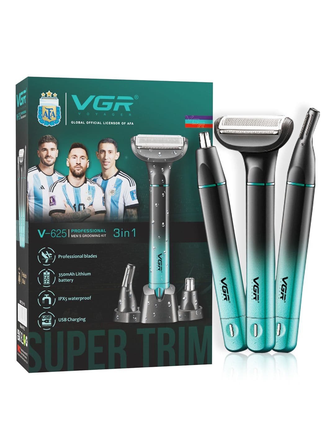 VGR V-625 Professional 3-IN-1 Grooming Trimmer Kit for Body Nose Ear & Eyebrow - view 1