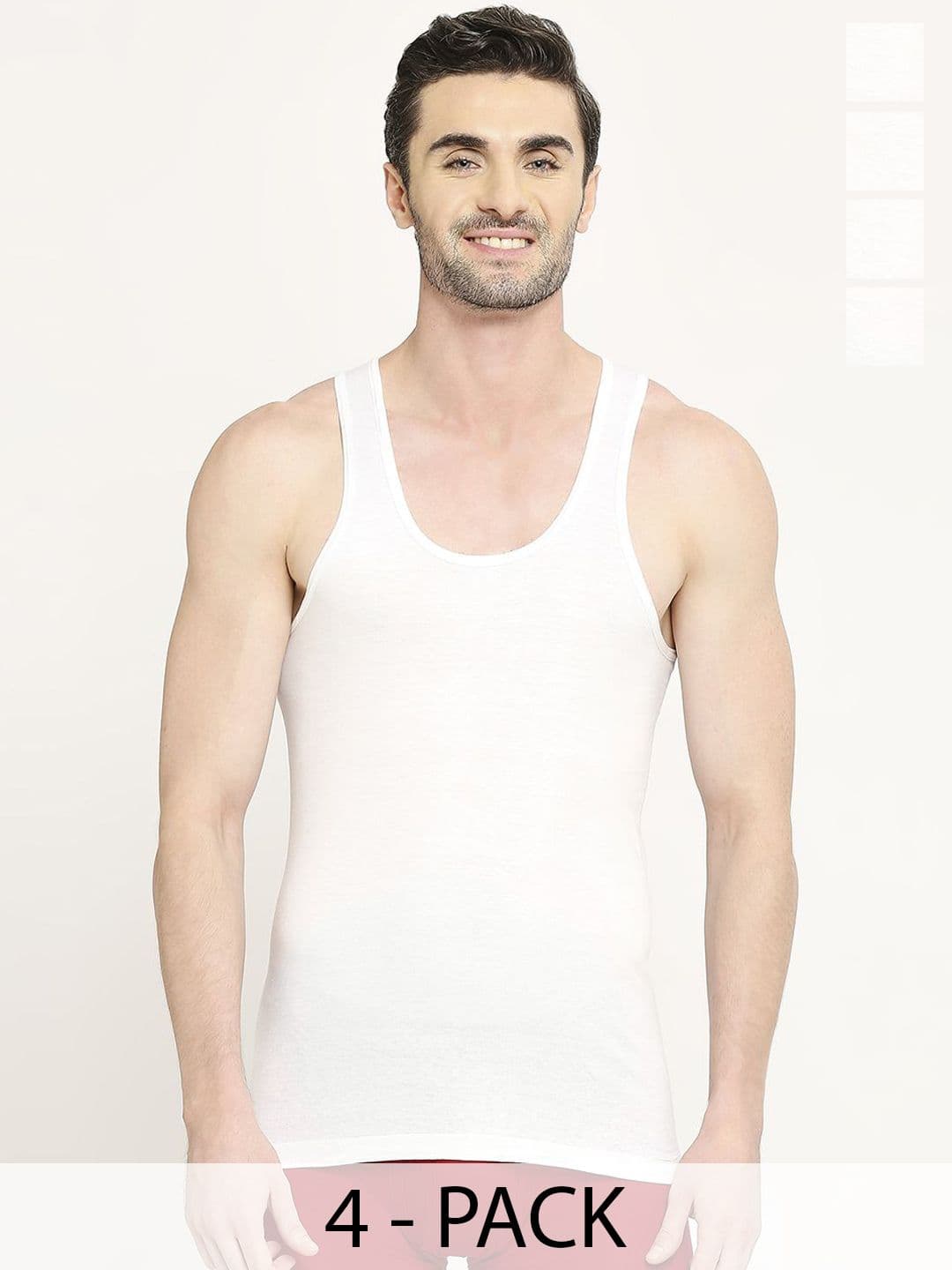 VIP Supreme Men Pack Of 4 Sleevless Cotton Vest - view 1