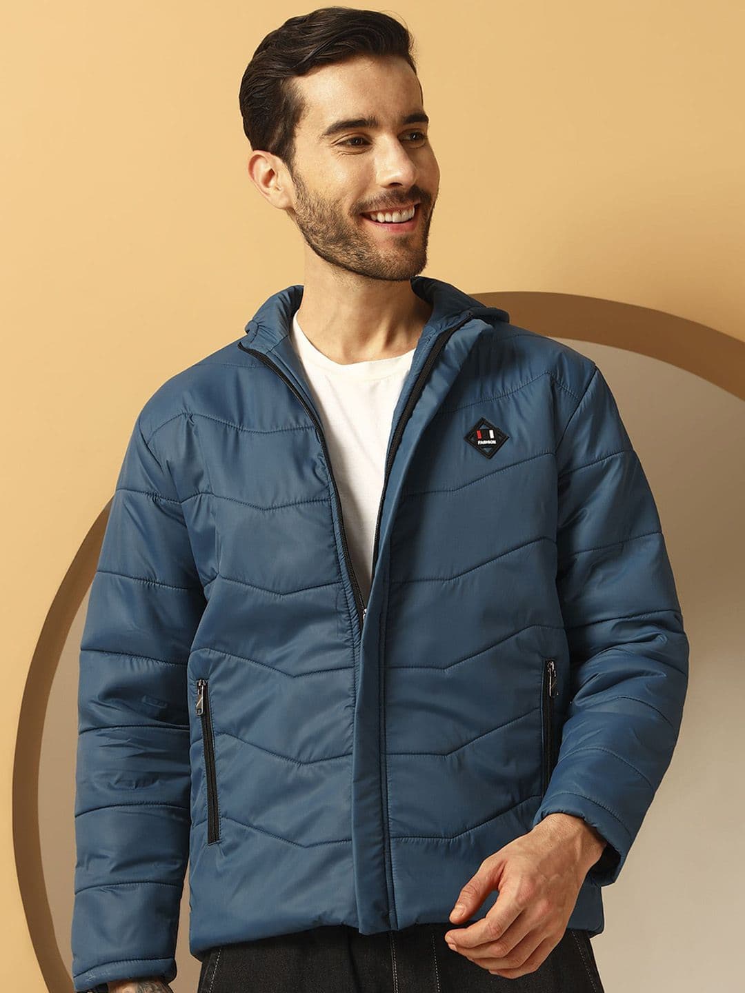 Christy World Men Hooded Solid Padded Jacket - view 1