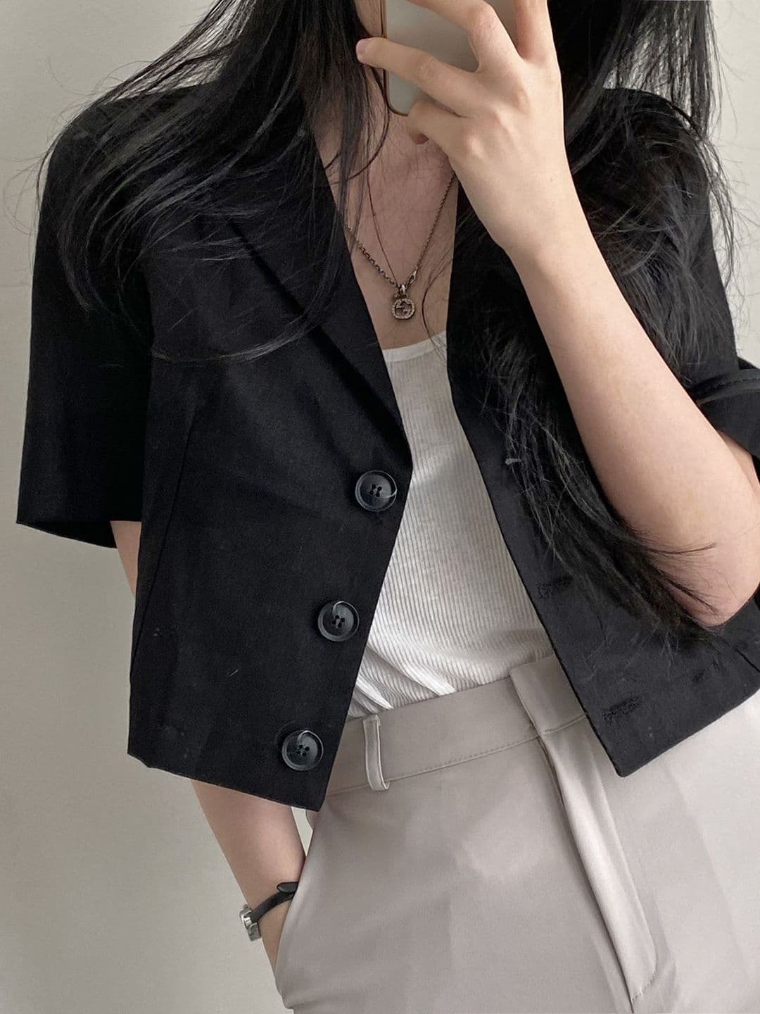StyleCast Women Shawl Collar Short Sleeves Denim Jacket - view 1