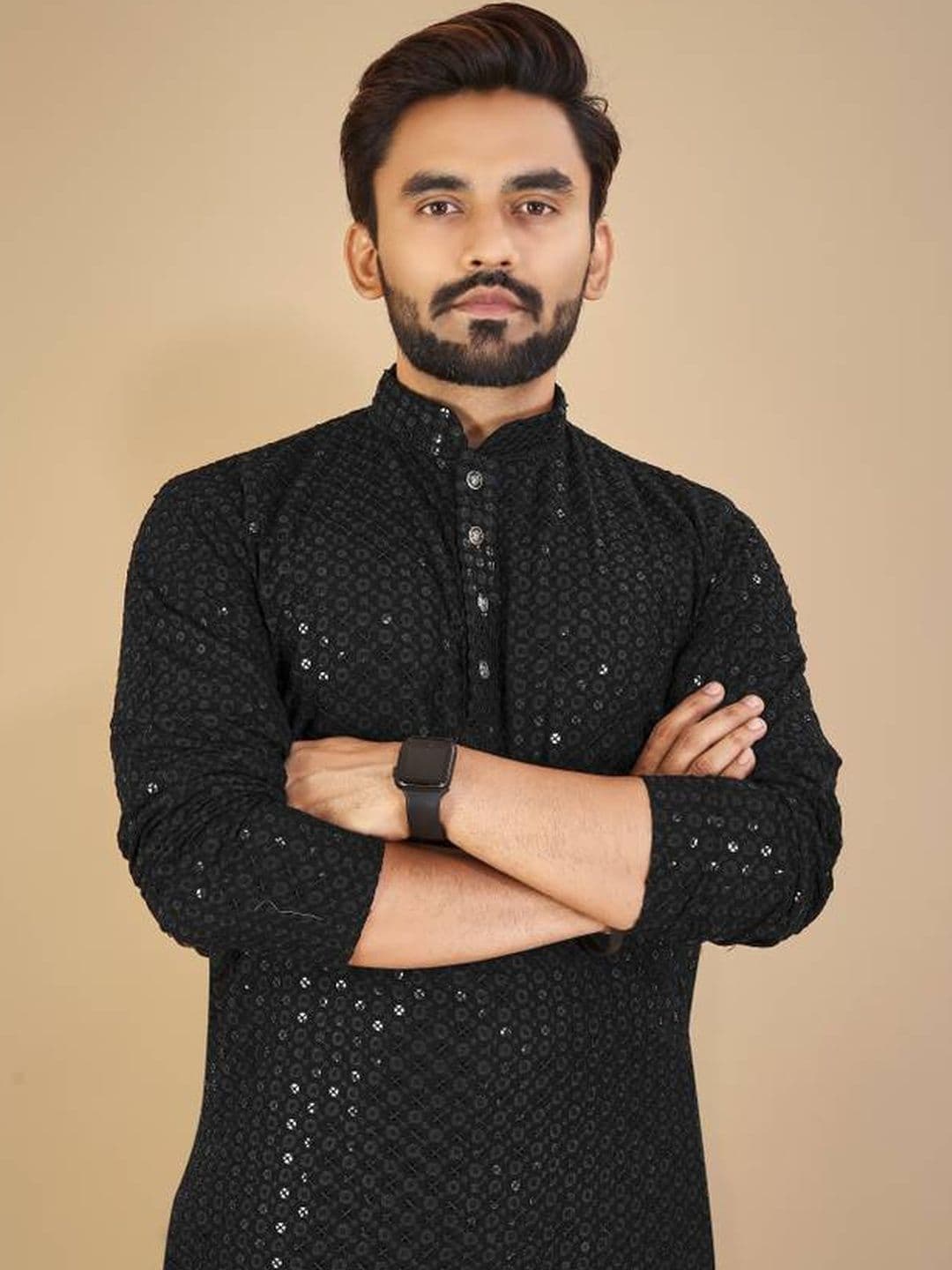 ORIFAB Men Black Cotton Kurtas - view 1