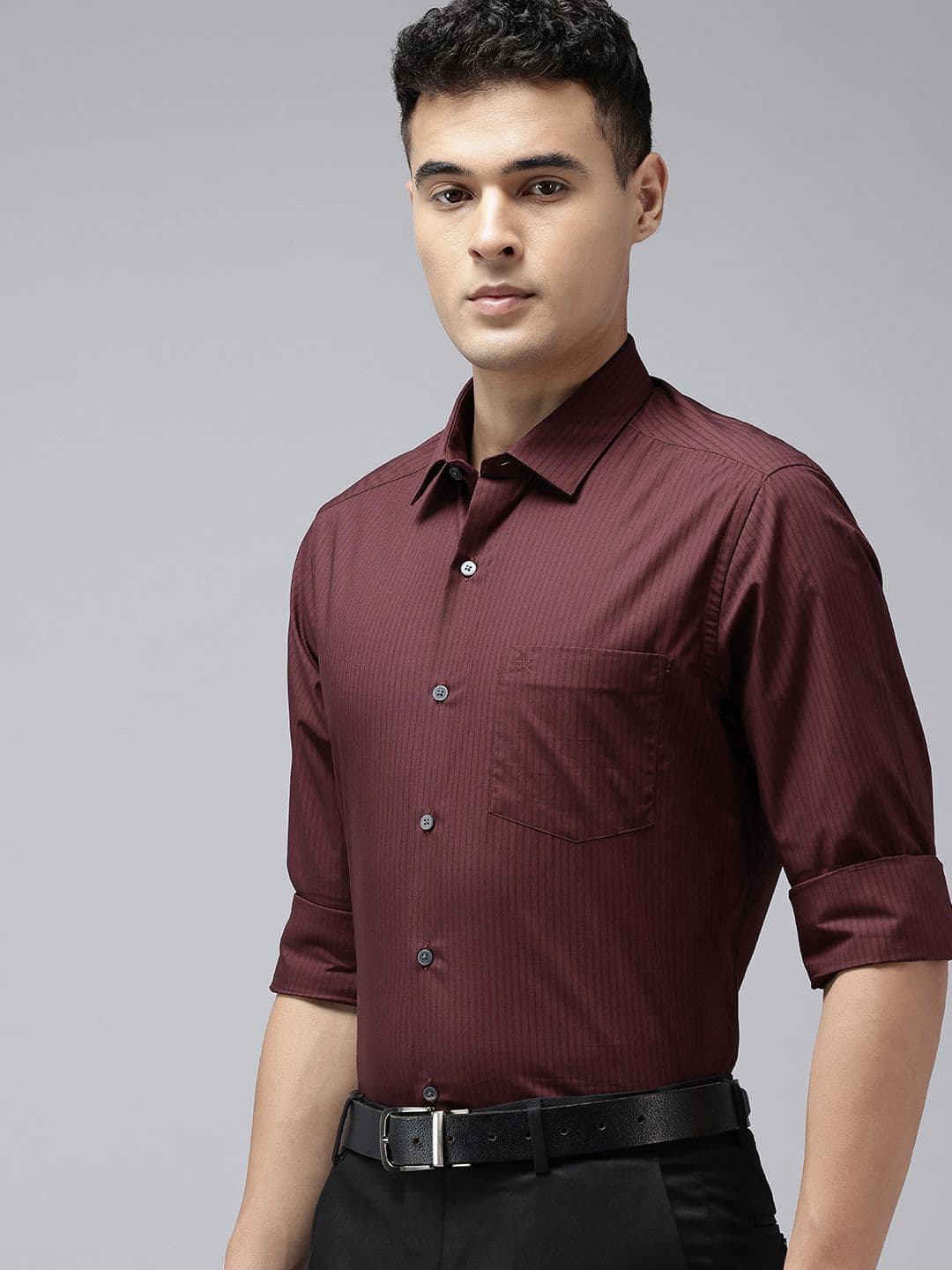 Arrow Manhattan Slim Fit Striped Pure Cotton Formal Shirt - view 1