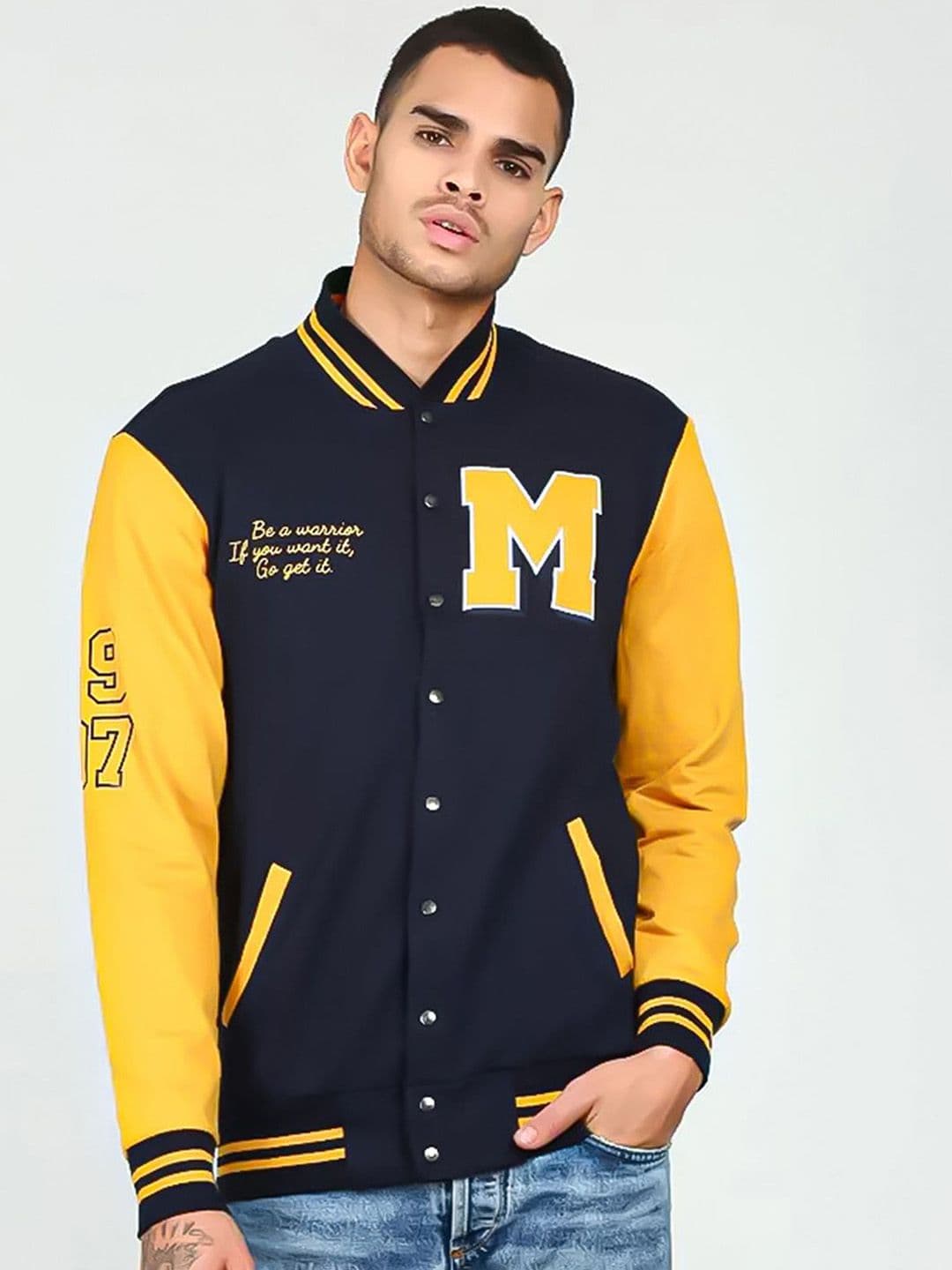 CAHOOT Men Stand Collar Colourblocked Lightweight Bomber Jacket - view 1