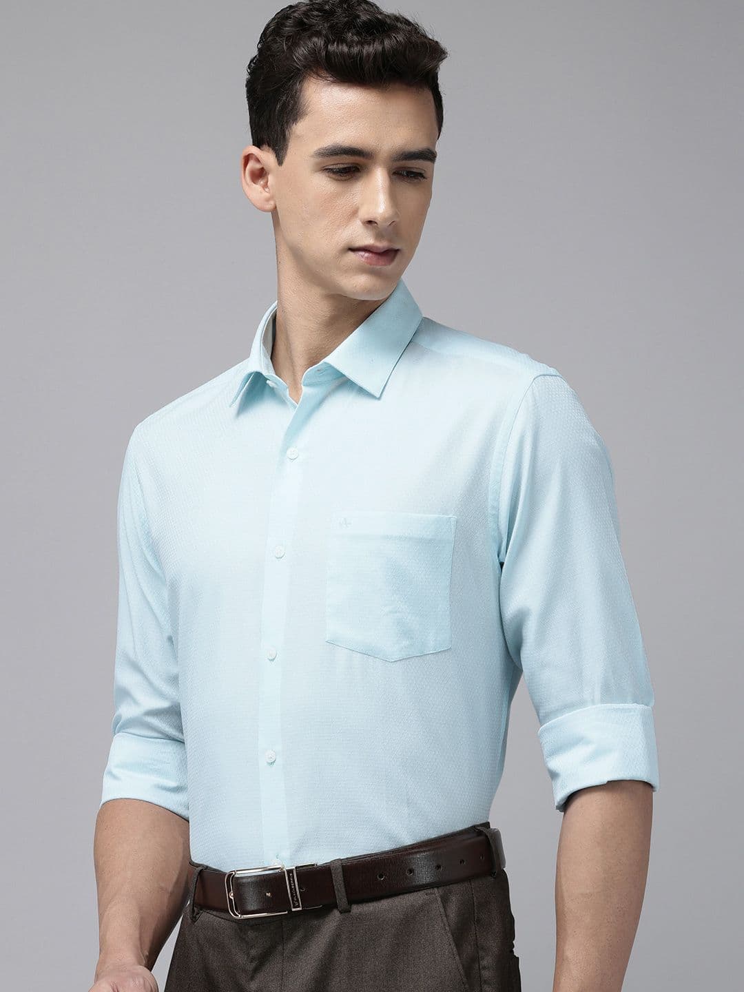 Arrow Manhattan Slim Fit Self Design Textured Pure Cotton Formal Shirt - view 1