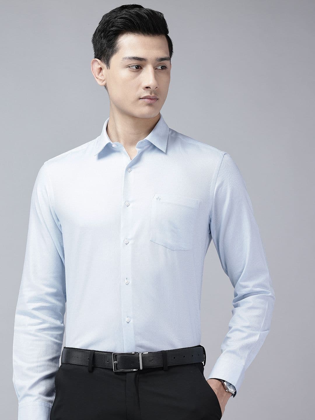 Arrow Manhattan Slim Fit Textured Pure Cotton Formal Shirt - view 1