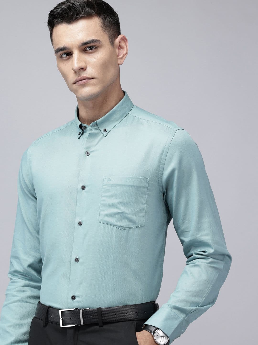 Arrow Manhattan Slim Fit Textured Pure Cotton Formal Shirt - view 1