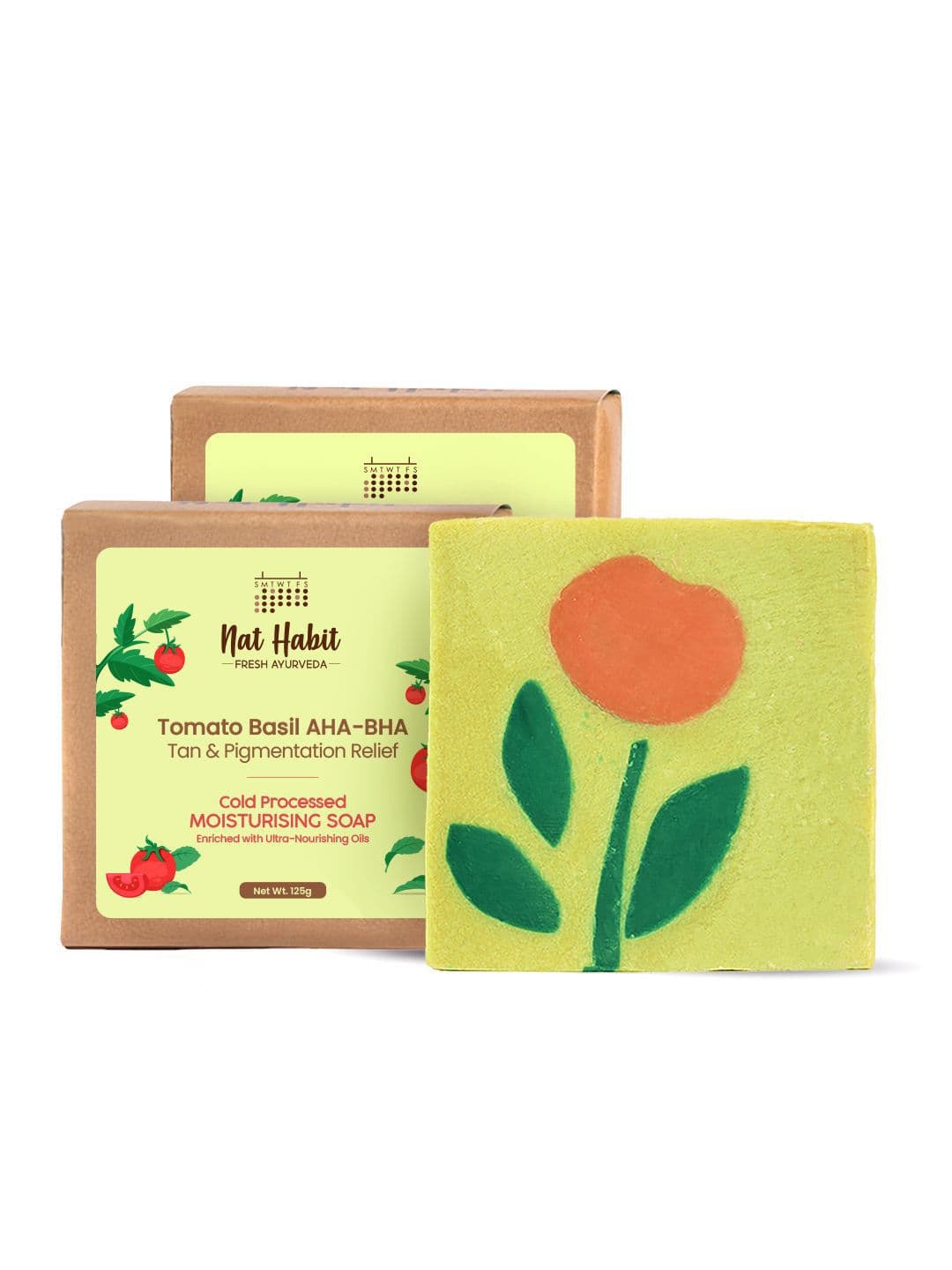 Nat Habit Set Of 2 Cold Processed Tomato Basil Soap- 125 g Each - view 1