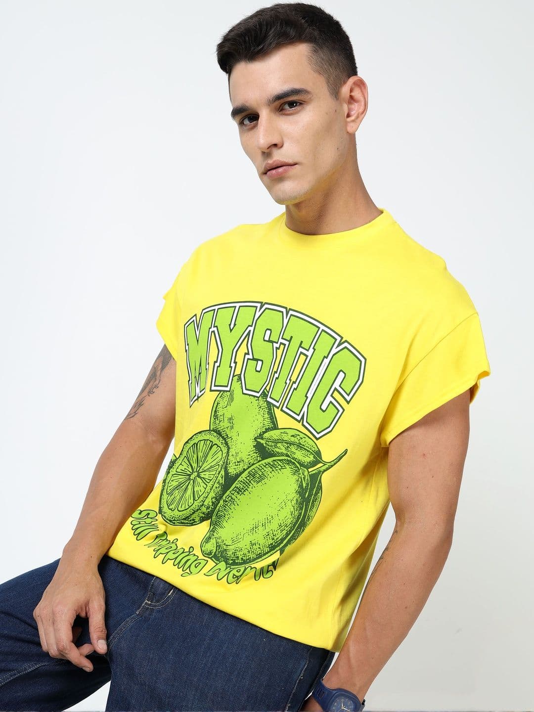 Kook N Keech Men Lime Green Cotton Tshirts - view 1