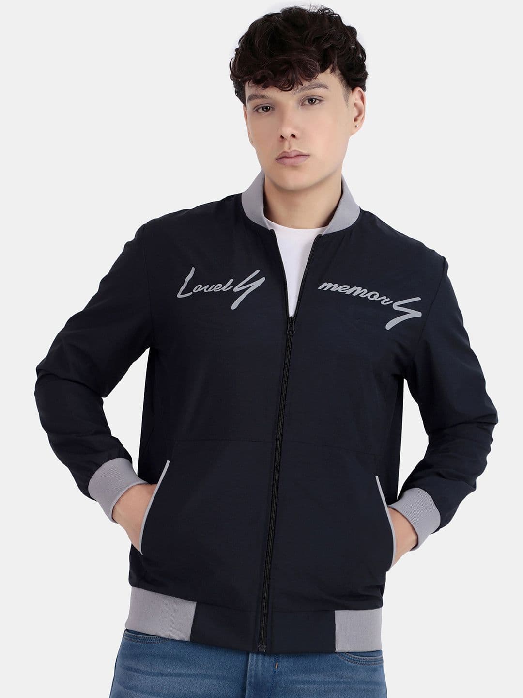 Mast & Harbour Men Collarless Graphic Printed Bomber Jacket - view 1