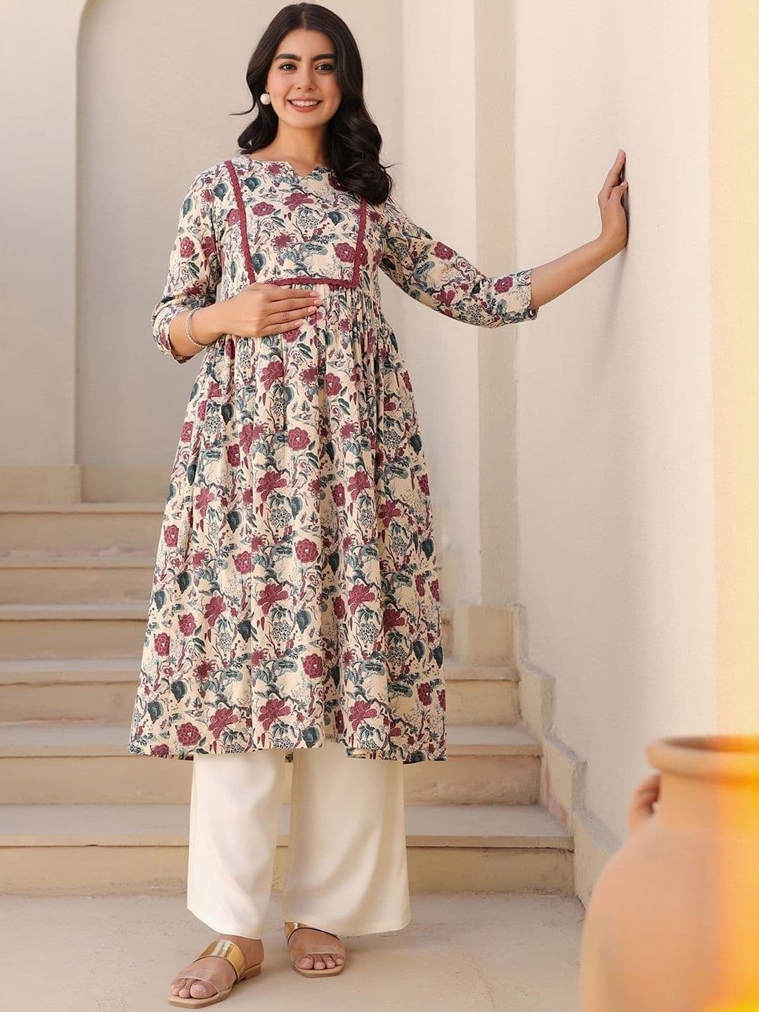Assume Fab Women Floral Printed Floral Maternity Anarkali Kurta - view 1