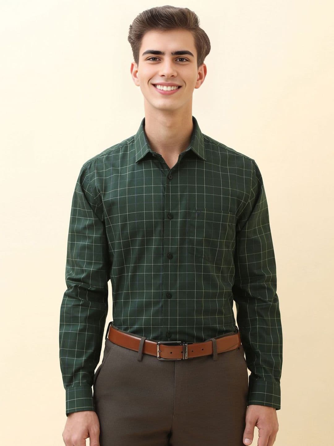Allen Solly Grid Tattersall Checked Checked Pure Cotton Slim Fit Formal Shirt - view 1