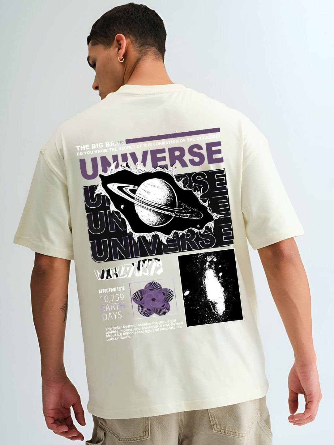 BDSQUARE Men Graphic Printed Round Neck Pure Cotton Oversized T-shirt - view 1